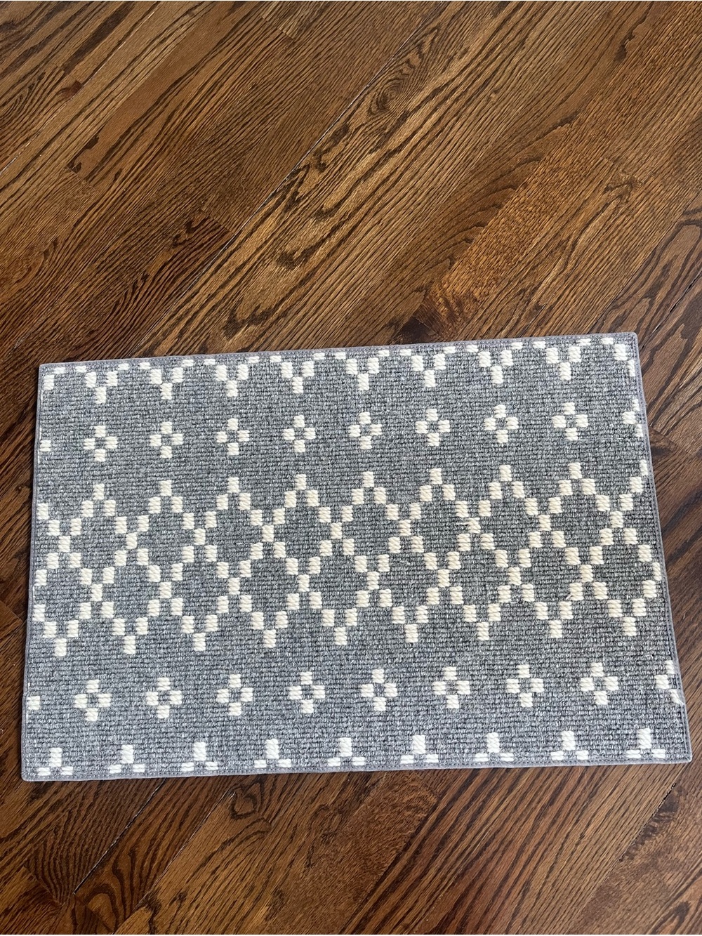27 inches x 18 inches Granite & Ivory 100% Pure New Wool Carpet, Rug, Mat